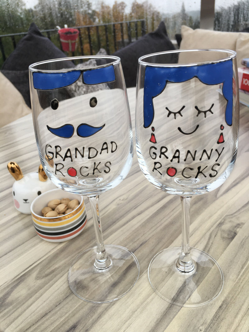 Grandad Granny Rocks Wine Glasses