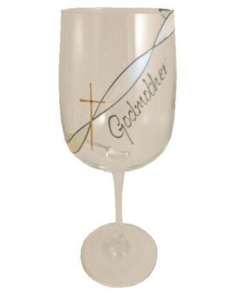 Godmother Design Gift Wine Glass: (Ribbon/Cross)