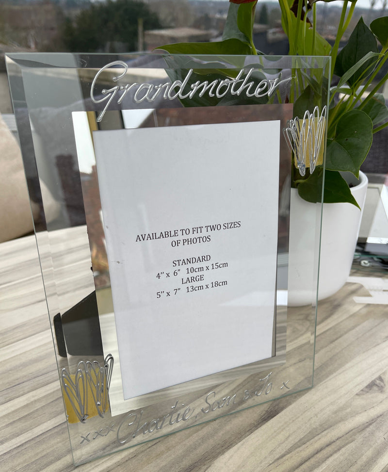 Personalised Grandmother variation Portrait photo frame (Coffee/Hearts)