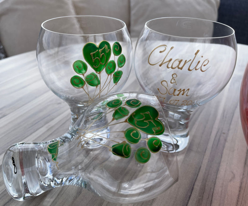 55th Wedding Anniversary Gin & Tonic Glasses (Flower)