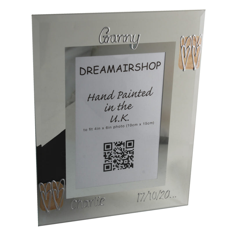 Personalised Granny Gift Photo Frame: Portrait (Coffee/Hearts)