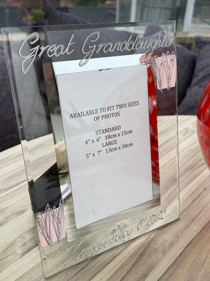 Personalised Great Granddaughter Portrait Picture Frame Heart 4"x6" or 5"x7"