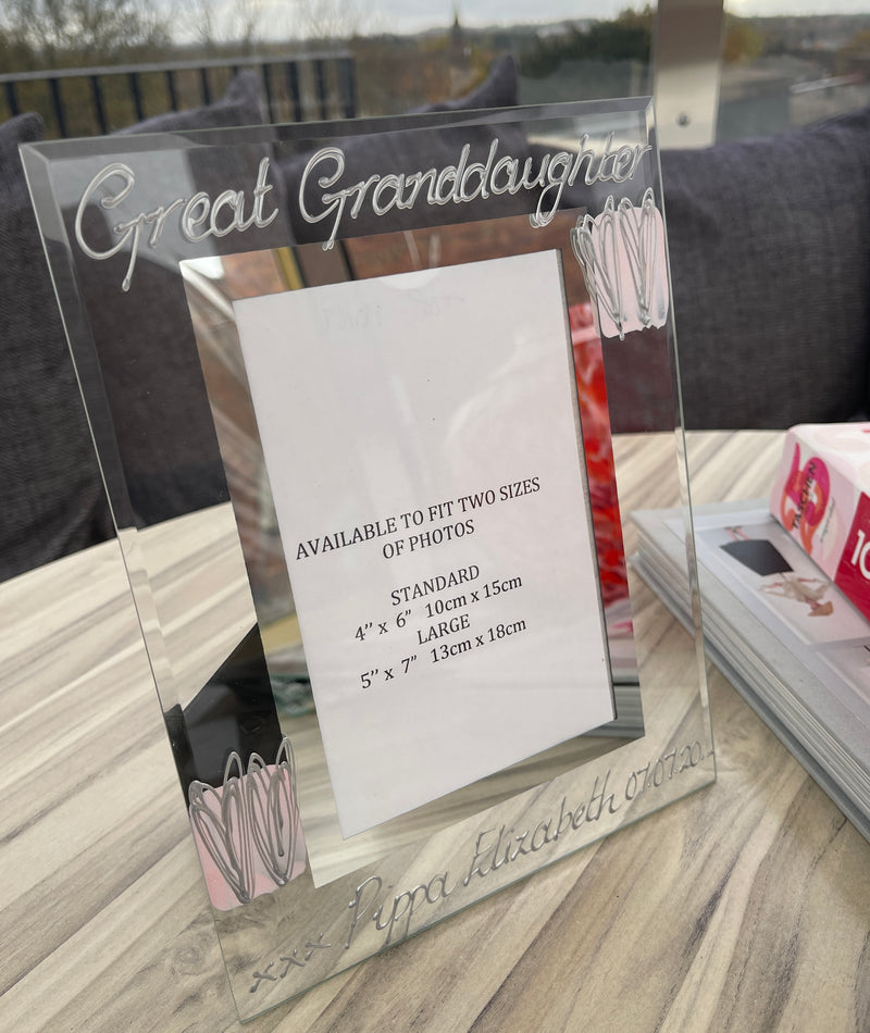 Personalised Great Granddaughter Photo Frame Port (Heart/Feet) 42x62 or 5"x7"