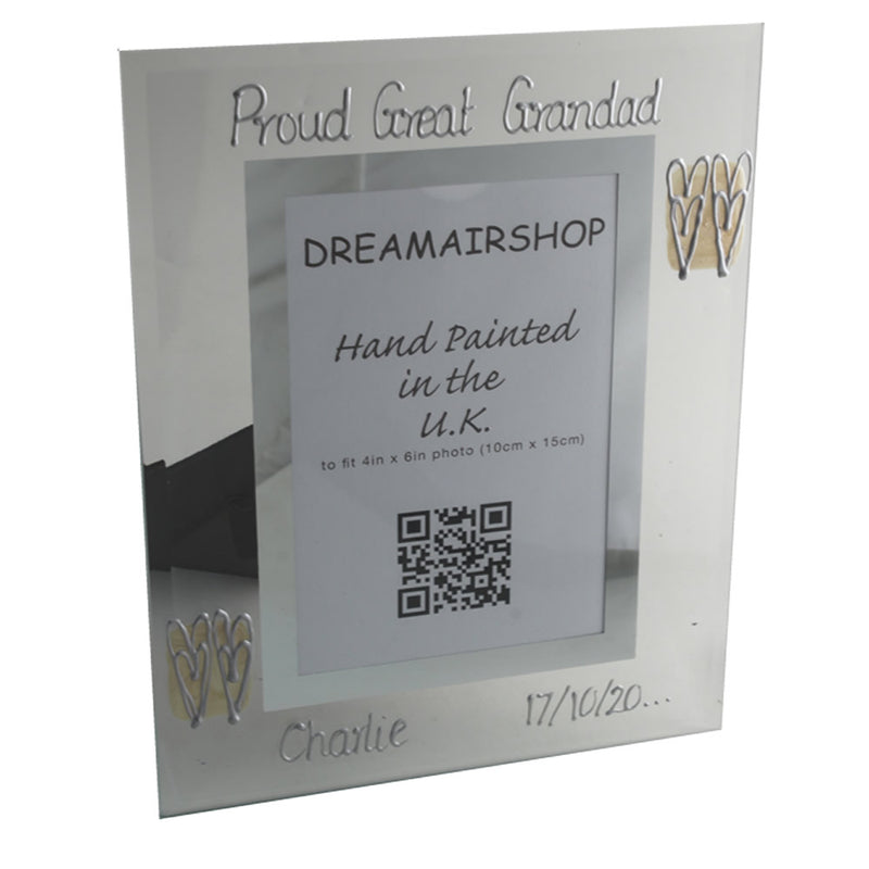 Personalised Proud Great Grandad Frame: Portrait (Hearts)