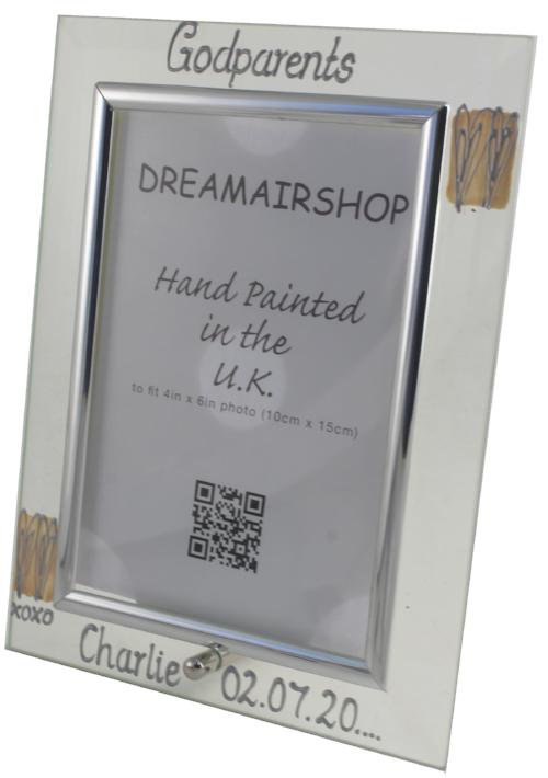 Personalised Godparents Photo Frame (Coffee/Hearts)