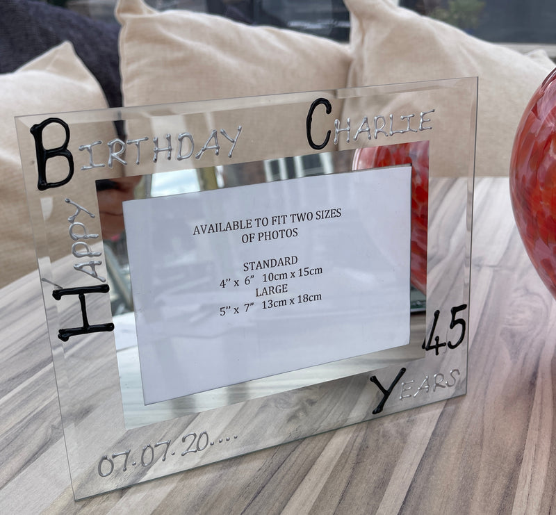 Personalised 45th Birthday Land Frame Blk/Sil