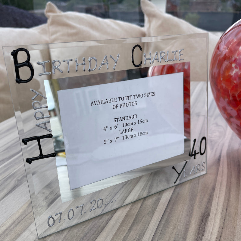 Personalised 40th Birthday Land Frame Blk/Sil