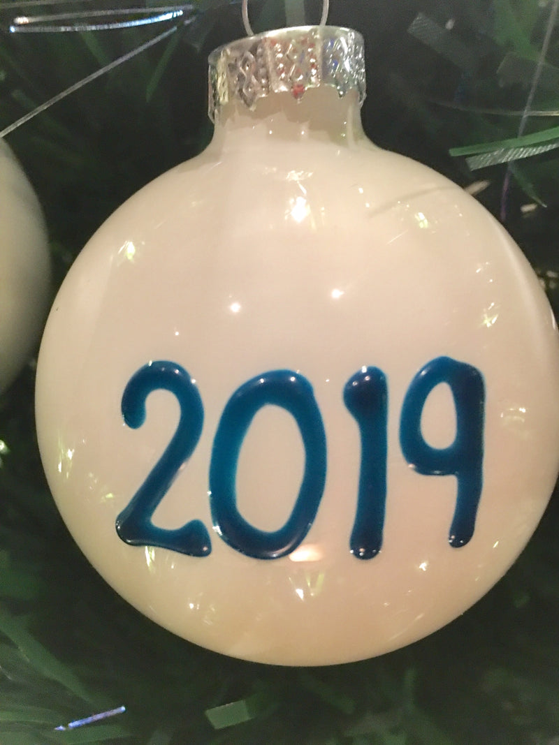 Personalised Baby's First Xmas Bauble: Turquoise