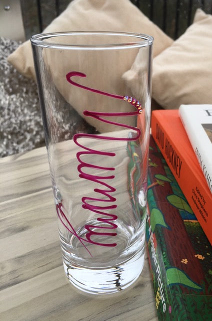 Personalised Hi-Ball Glass: with Crystals (Magenta)