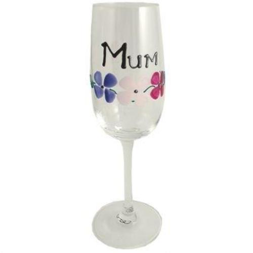 Mum Gift Fluted Champagne Glass: (Flowers)