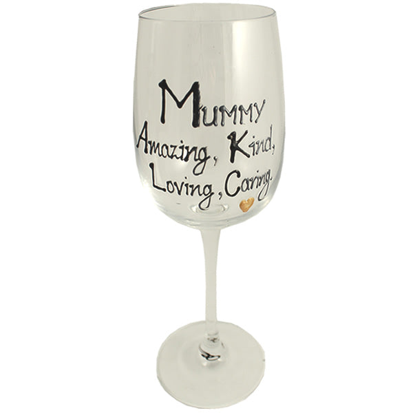 Mummy Design Gift Wine Glass: (Black/Silver)