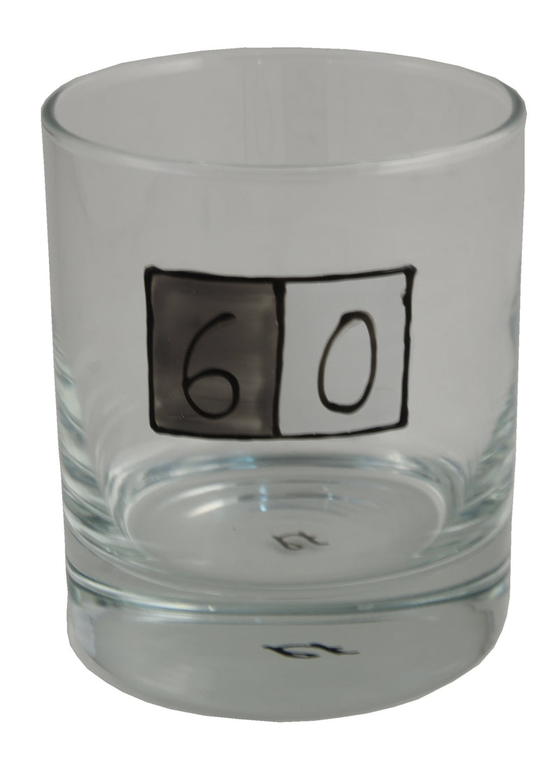 60th Birthday Whisky Glass Grey Sq