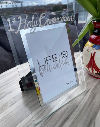 1st Holy Communion Gift Photo: Frame Portrait with crystals