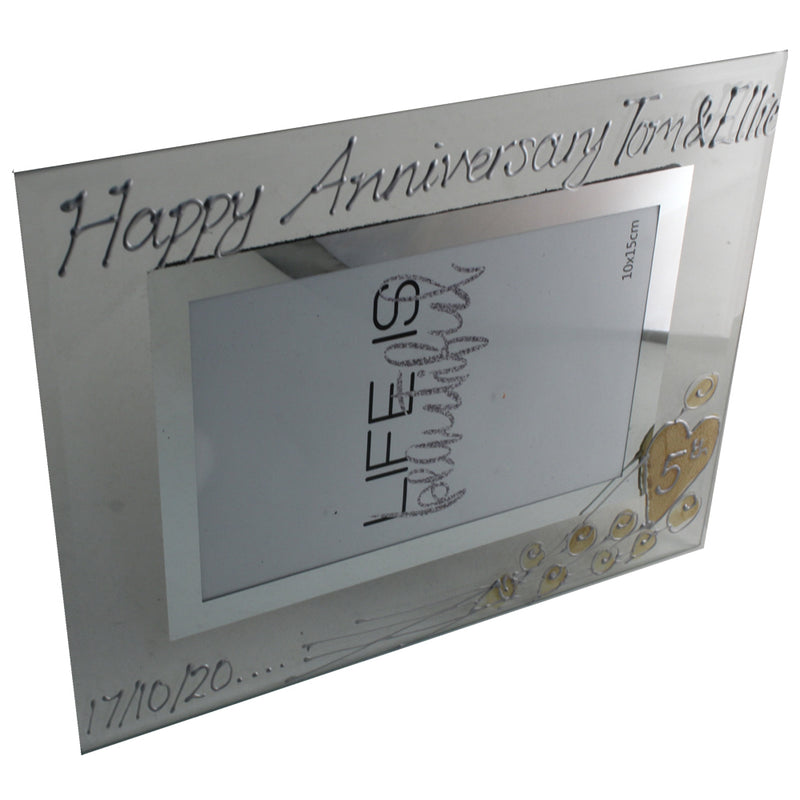 Personalised 5th Wedding Anniversary Photo Frame Land Flower