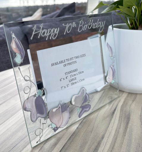 70th Birthday Photo Frame Landscape Sweet Pea