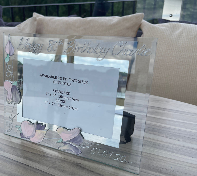 Personalised Landscape 80th Birthday Sweet Pea Picture Frame