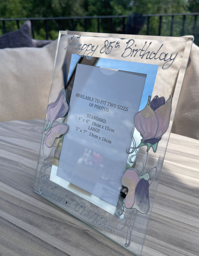 Personalised 85th Birthday Photo Frame Portrait Sweet Pea