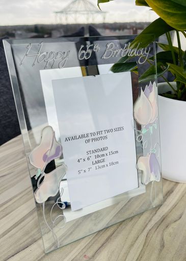65th Birthday Photo Frame Portrait (Sweet Pea)