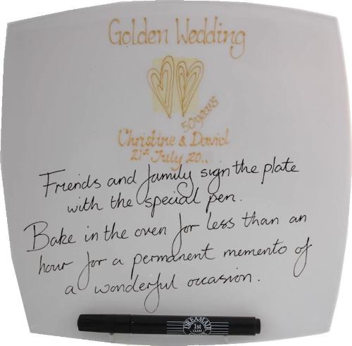 Personalised 50th Wedding Anniversary Plate Heart/Sq