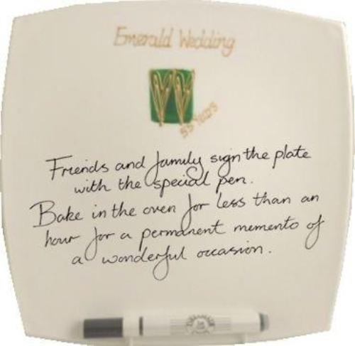 Personalised 55th Wedding Anniversary Plate Hearts/Sq