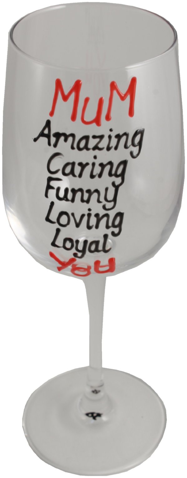 Mum Gift Wine Drinking Glass: (Black/Red)