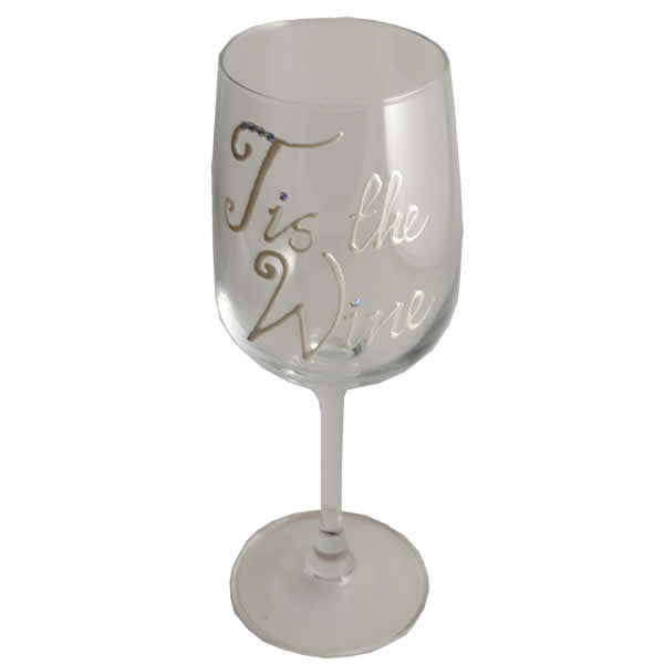 Tis the Gift Wine Glass- Wine Glass Pearl with Crystals