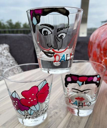 Frida Kahlo and Salvador Dali Water Glasses