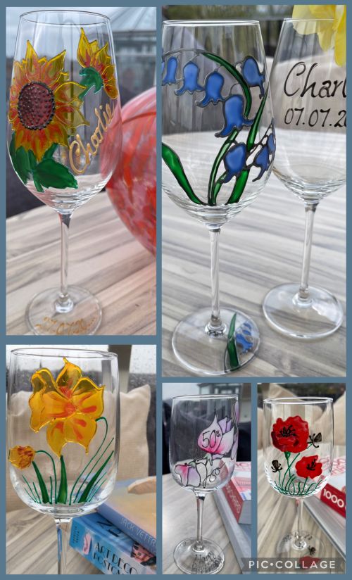 Floral Wine Glasses hand painted