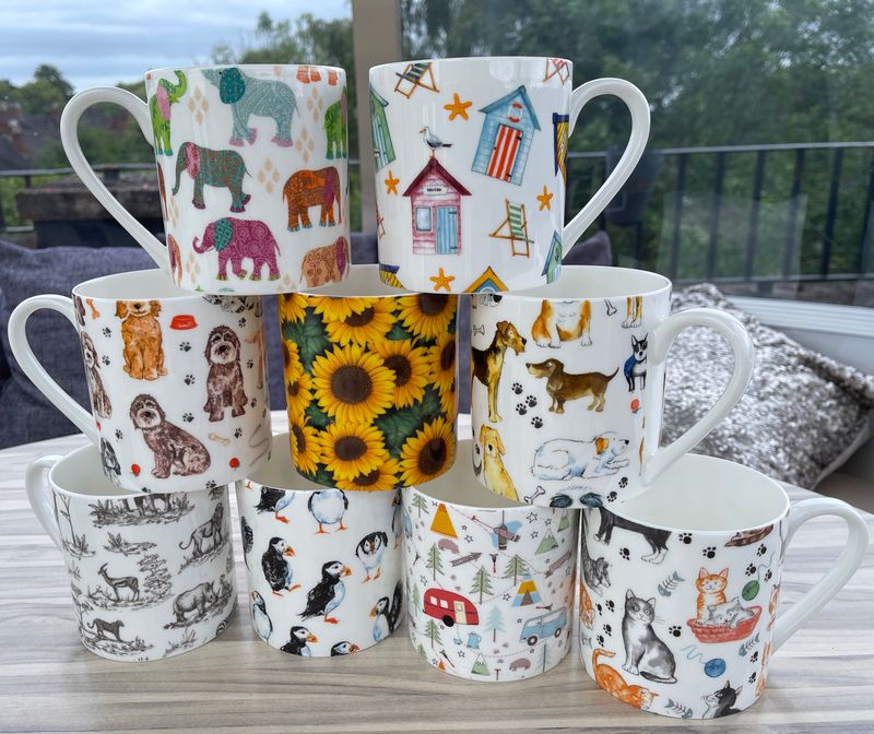 Printed  fine bone china 1 pint mugs