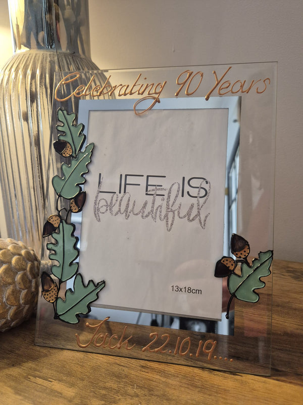 90th Birthday Gift Photo Frame: Portrait Oak