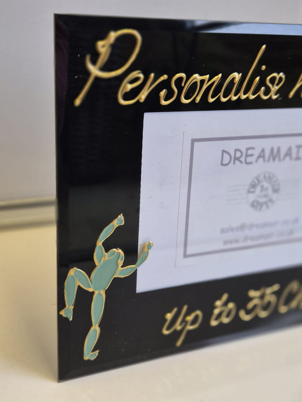 Cute Frog And Lilly Landscape Black Glass Frame