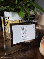 Hand Painted Special Great Granddaughter Gift Photo Frame: Landscape (Blk/Sil)