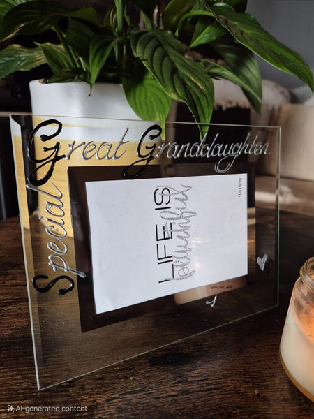 Hand Painted Special Great Granddaughter Gift Photo Frame: Landscape (Blk/Sil)