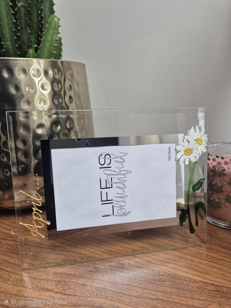 Flower Of  Month April Personalised/Non Personalised Landscape 2 sizes Daisy