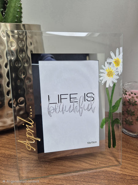 Flower Of The Month April Personalised/Non Personalised Portrait 2 sizes Daisy