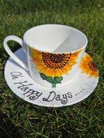 Sunflower Happy Days Personalised/non personalised Gift China Cup/Saucer: