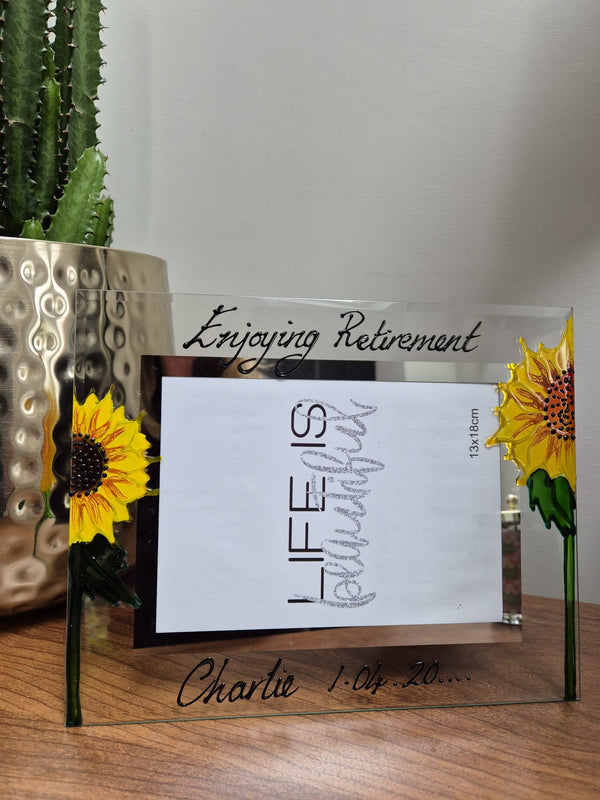 Enjoying Retirement Gift Photo Frame: Landscape Sunflower