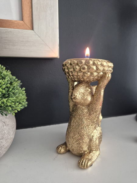 Hestia Gold Squirrel Tealight Holder