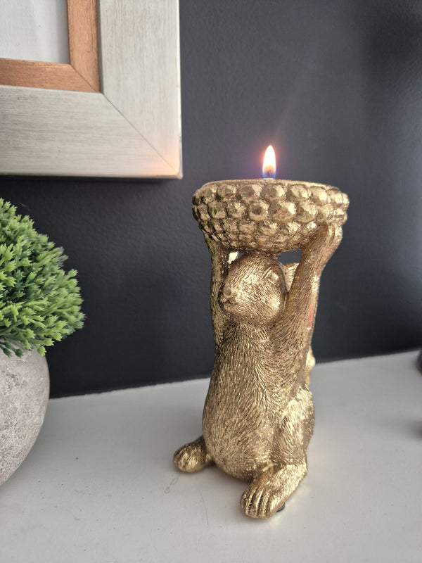 Hestia Gold Squirrel Tealight Holder