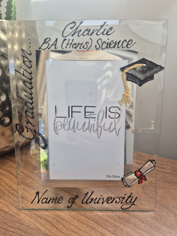 Graduation Gift Photo Frame Portrait Cap & Scroll