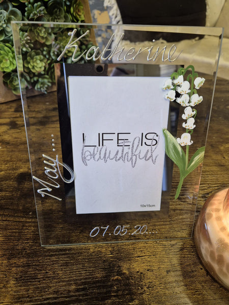 Flower Of The Month May Personalised/Non Personalised Portrait 2 sizes May Lily Of The Valley