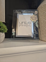 Personalised/Non Personalised 1st Wedding Anniversary Gift Photo: Frame Portrait (Flower) 2 Designs