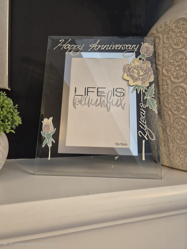 Personalised/Non Personalised 2nd Cotton Wedding Anniversary Gift Photo: Frame Portrait