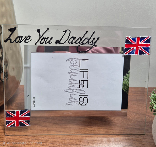 Personalised/Non Personalised Love You Daddy Union Jack flag Landscape  Hand painted