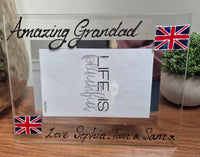 Personalised/Non Personalised Amazing Grandad Union Jack flag Landscape