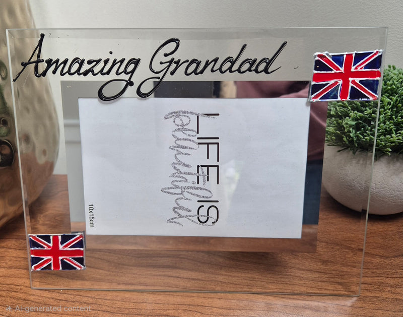 Personalised/Non Personalised Amazing Grandad Union Jack flag Landscape