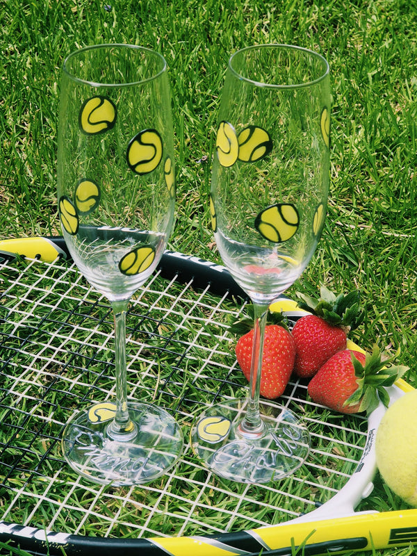 Tennis Personalised/non Personalised Gift Fluted Champagne Glass/Glasses