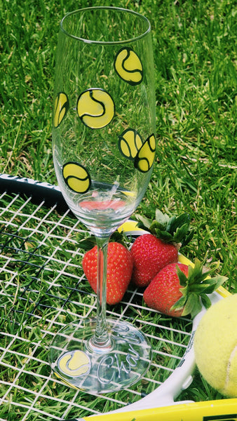 Tennis Personalised/non Personalised Gift Fluted Champagne Glass/Glasses