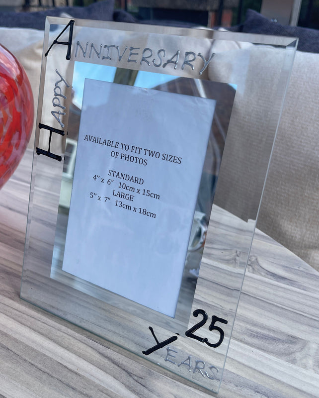 25th Wedding Anniversary Gift Photo Frame Portrait (Blk/Sil)