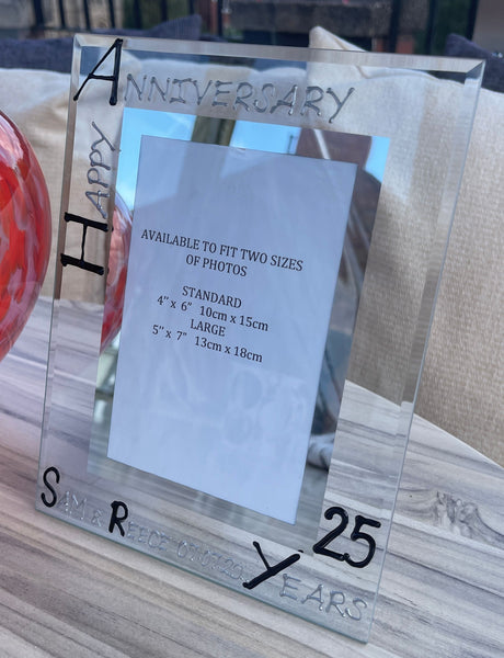 25th Wedding Anniversary Gift Photo Frame Portrait (Blk/Sil)